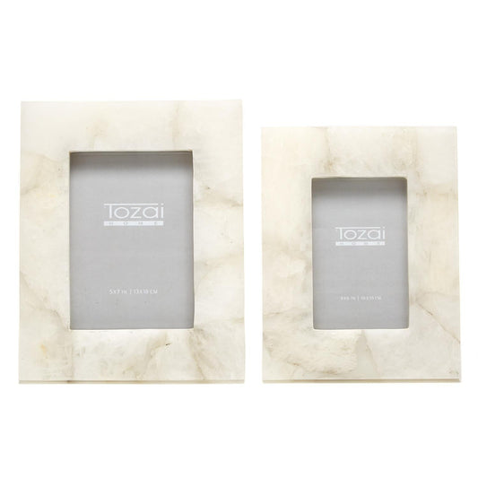 White Quartz Photo Frame Set of 2