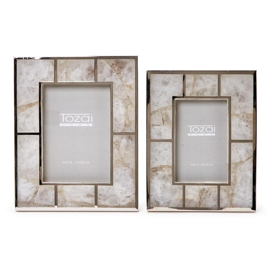 White Quartz Photo Frame Set of 2