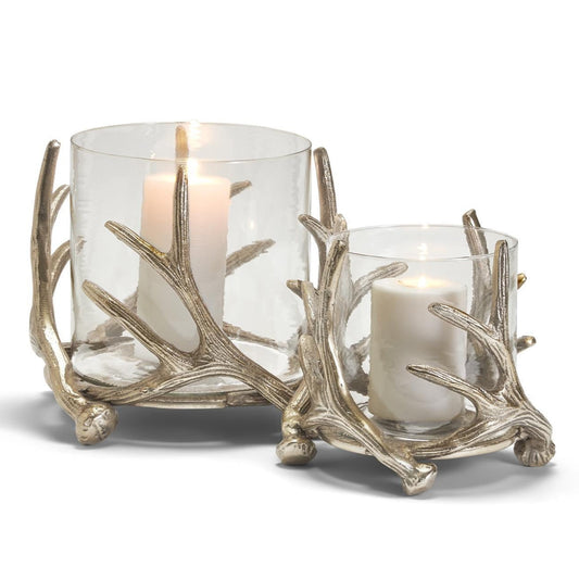 Silver Antler Candleholder Set of 2
