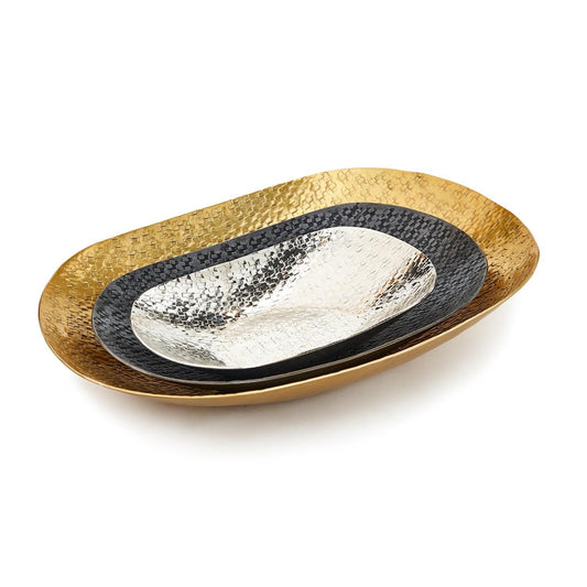 Basketweave Oval Tray Set of 3