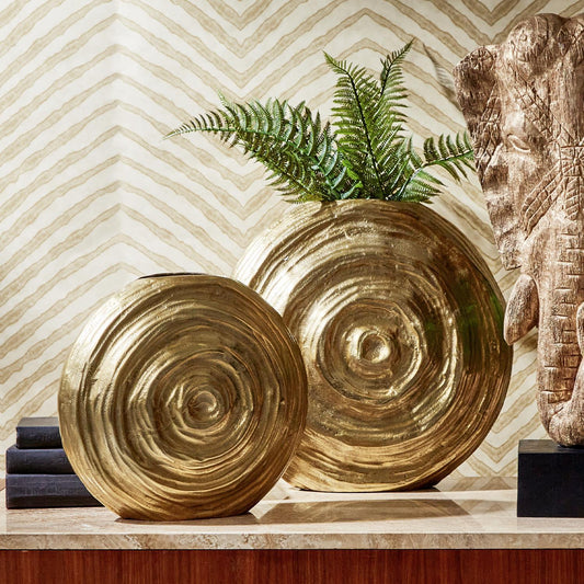 All Swirls Golden Vase Set of 2