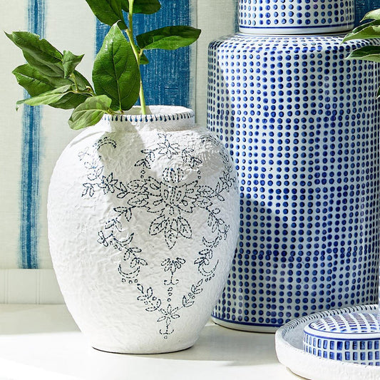 Blue and White Vase Set of 2